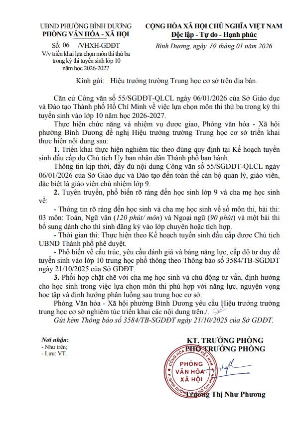 lựa chọn môn thi thư 3 tuyen sinh 10