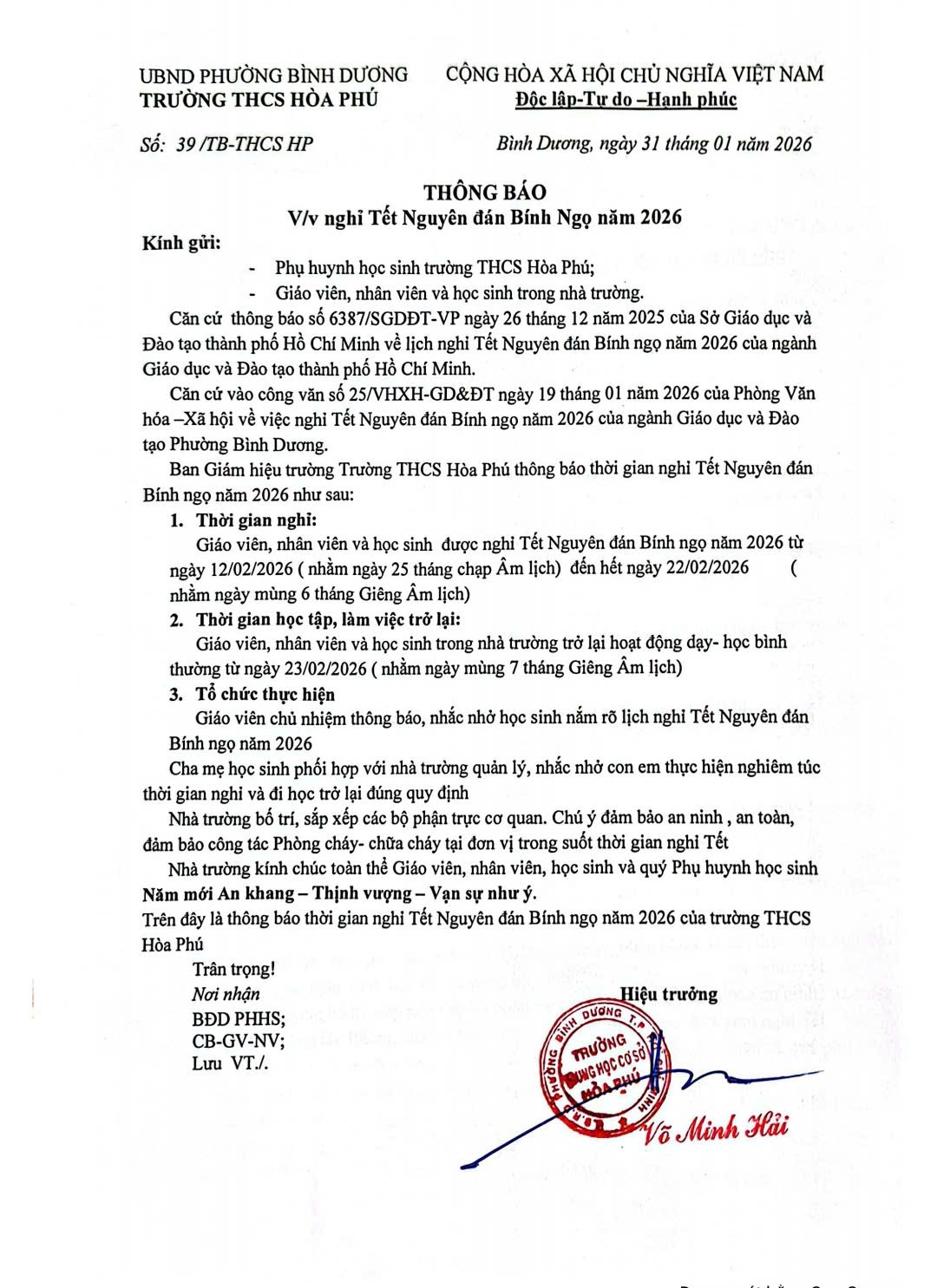 thong bao nghi tet